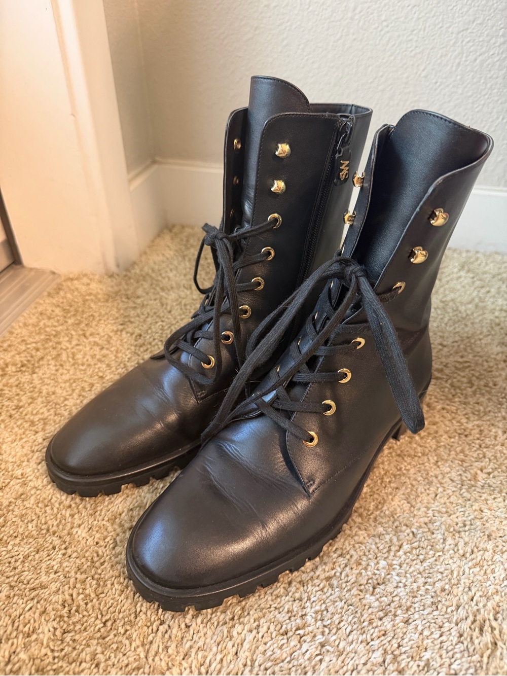 Stuart Weitzman Laine Leather Combat Boots